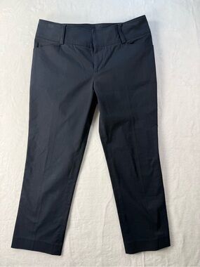 Michel Klein Paris Cropped Ankle Pants Navy Stretch Cotton Lyocell EUR 38